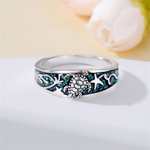 Sterling Silver Turquoise  Dragonfly Hummingbird Turtle Butterfly Mountain Celtic Knot Lotus Ring  Gifts for Women