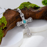 14K Gold Plated Turquoise Cross Pendant Necklace Western Jewelry for Women