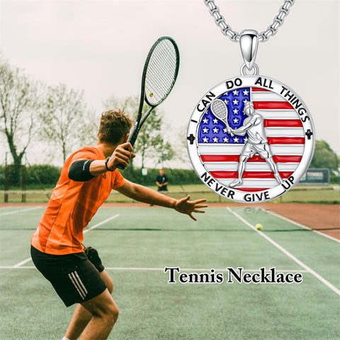 Sterling Silver American Flag Baseball  Basketball Boxing Football Golf Sports Pendant Necklace