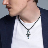14K Gold Plated Turquoise Wolf Thor's Hammer Ankh Dragon Lion Compass Crucifix Pendant Necklace for Men