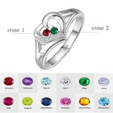 10K 14K 18K Gold Personalized 1-6 Stones Engraved Heart Mother Ring for Mother's Day
