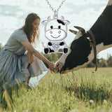 Sterling Silver Birthstone Cow Pendant Necklace