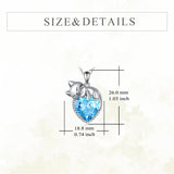 Sterling Silver Heart Birthstone Cat Pendant Necklace