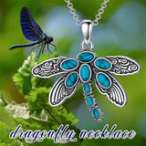 Sterling Silver Oxidation Turquoise Dragonfly Sunflower Pendant Necklace