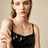 Sterling Silver Wooden Cross Pendant Necklace