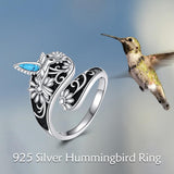 S925 Sterling Silver Turquoise Dragonfly/Highland Cow Spoon Ring Oxidized Wrap Ring  Gifts for Women Girls