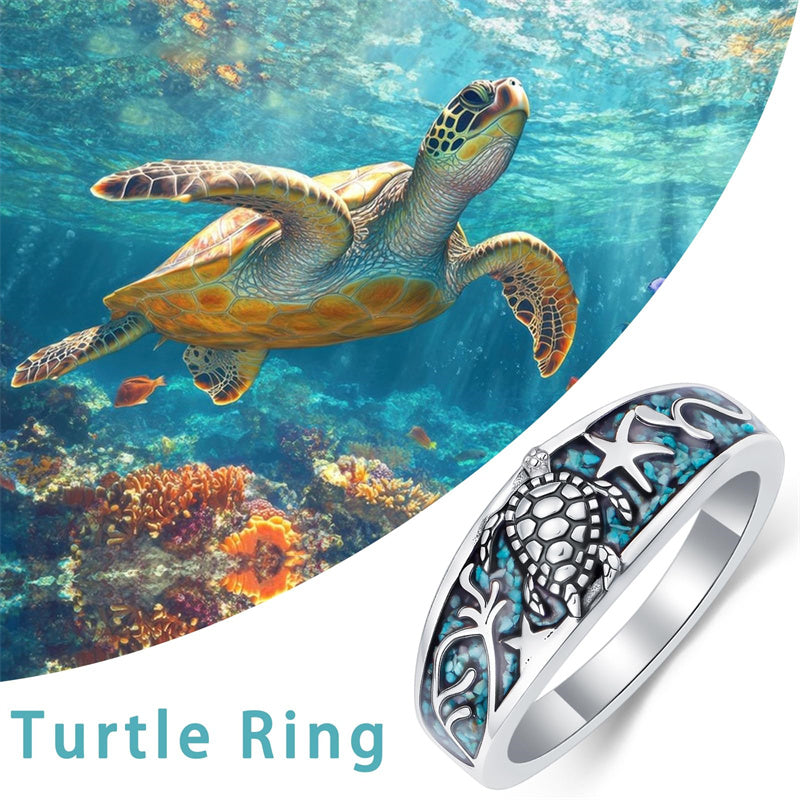 Sterling Silver Turquoise  Dragonfly Hummingbird Turtle Butterfly Mountain Celtic Knot Lotus Ring  Gifts for Women
