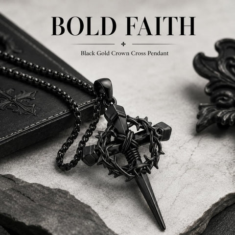 Crown of Thorns Religious Nail Cross Pendant Necklace