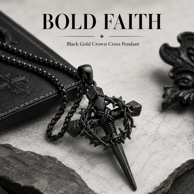 Crown of Thorns Religious Nail Cross Pendant Necklace