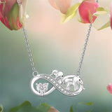 Sterling Silver Elephant Mother and Child Pendant Necklace