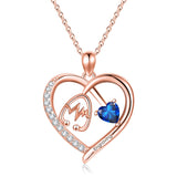 10K 14K 18K Gold Heart Birthstone Personalized Engraved Stethoscope Pendant Necklace