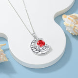 Silver Cat 12 Month Birthstone Pendant Necklace