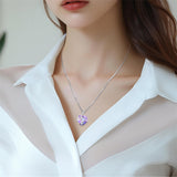 Sterling Silver Crystal Guardian Angel Caduceus Pendant Necklace