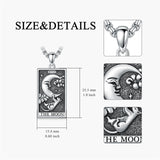 Sterling Silver Cat Moon Tarot Card Pendant Necklace