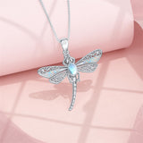 Urn Necklace for Human Ashes 925  Silver Dragonfly  Moonstone Memorial Necklace Cremation Jewelry for Women Men Mom