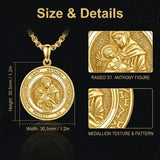 14K Gold Plated Patron Saint Necklace Saint Medal Catholic Amulet Jewelry