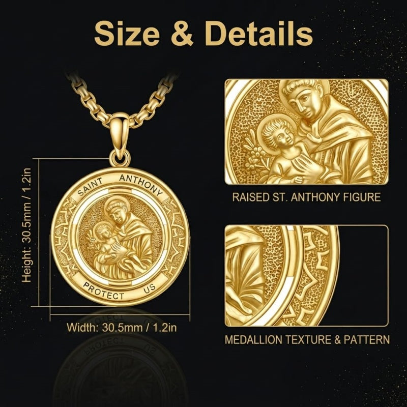 14K Gold Plated Patron Saint Necklace Saint Medal Catholic Amulet Jewelry