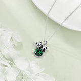 Panda Necklace Sterling Silver Panda Pendant Birthstone Jewlery Gift for Women