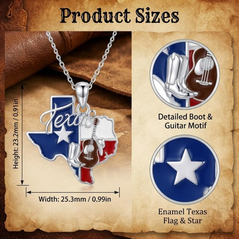 Sterling Silver  Bluebonnets Cow Skull Cowboy Hat Boot Cactus Cowgirl Texas Necklace Texas Necklace