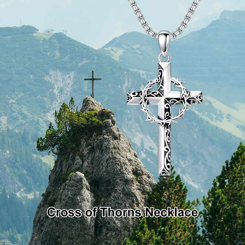 Sterling Silver Cross Pendant Necklace Christian Religious Jewelry Gifts for Anniversary