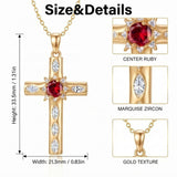 14K Gold Plated Birthstone Infinity  Cross Pendant NecklaceJewelry for Women