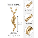 14K Gold  Plated Italian Horn Cornicello Pendant Necklace Lucky Talisman  Amulet Jewelry