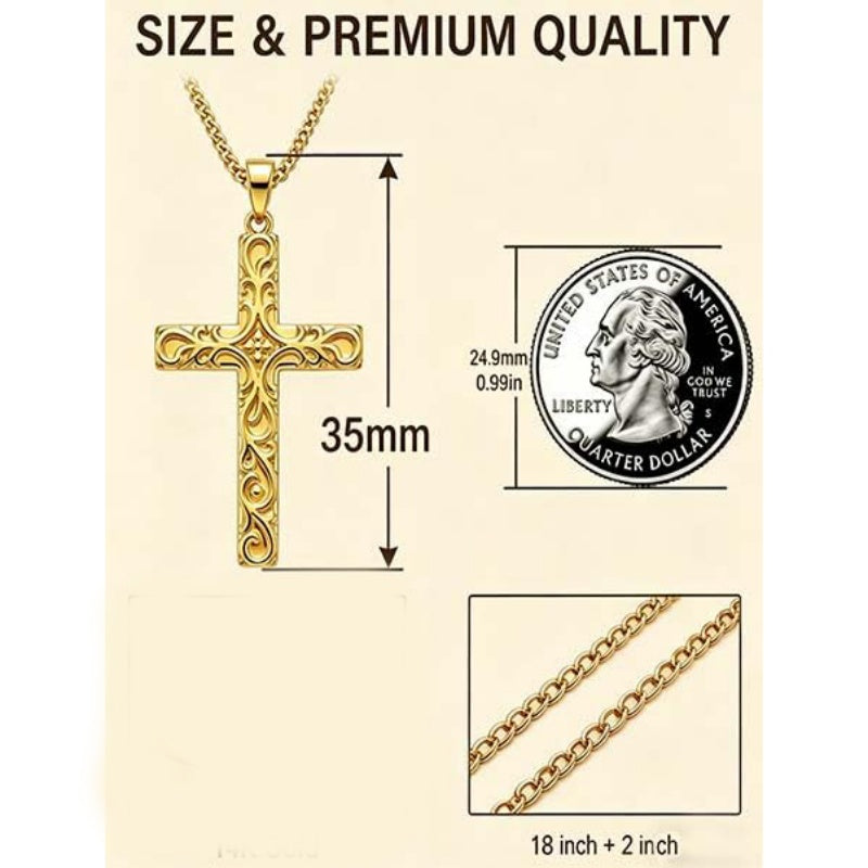 14K Plated Gold Cross Pendant Crucifix Necklace Christian Jewelry Baptism Religious Faith