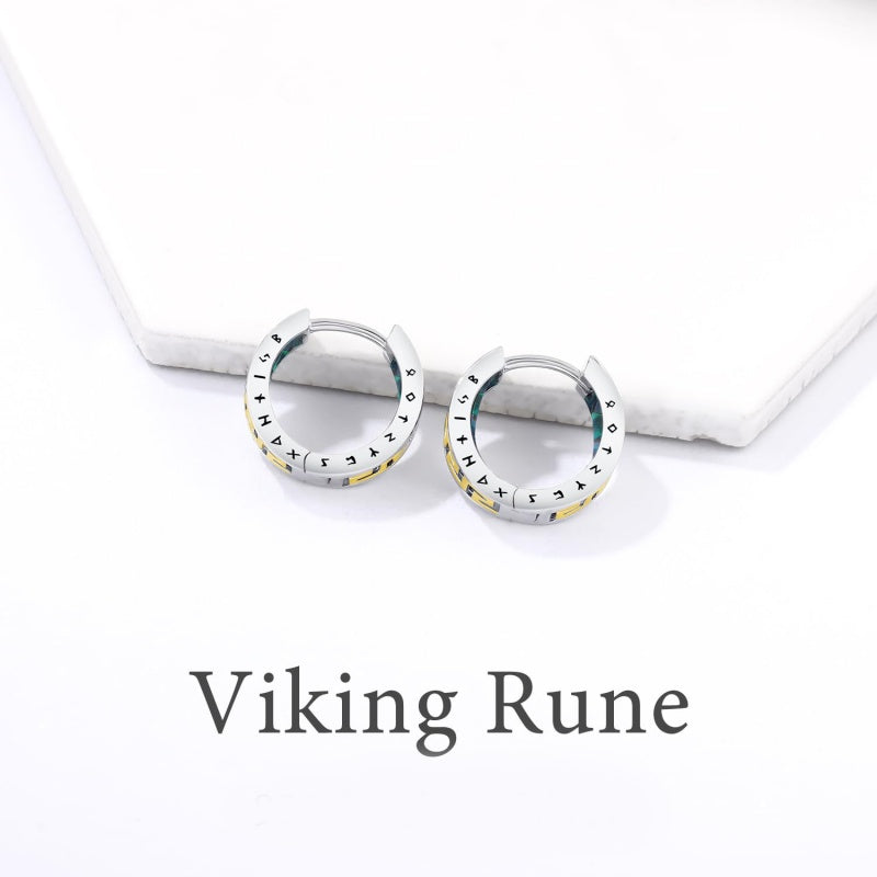 14K Gold Plated  Viking Hoop Earrings