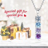 Copper Sterling Silver Personalized Simulated 1-6 Birthstones Family Pendant Necklace