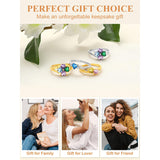 Sterling Silver Personalized 2 Heart Birthstone Engraved Ring for Women