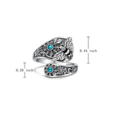 Sterling Silver Turquoise Hummingbird Butterfly Sunflower Adjustable Spoon Ring