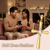 Minimalist Cross Pendant Necklace 14K Gold Plated for Women Faith Jewelry Religious Gifts