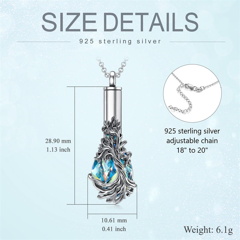 Sterling Silver Teardrop Crystal Butterfly Dragonfly Fox Hummingbird Phoenix Tree of Life Urn Necklaces for Ashes