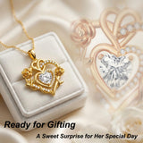Heart Rose Pendant Necklace for Women  14K Gold Plated Mothers Day  Anniversary Birthday Gift