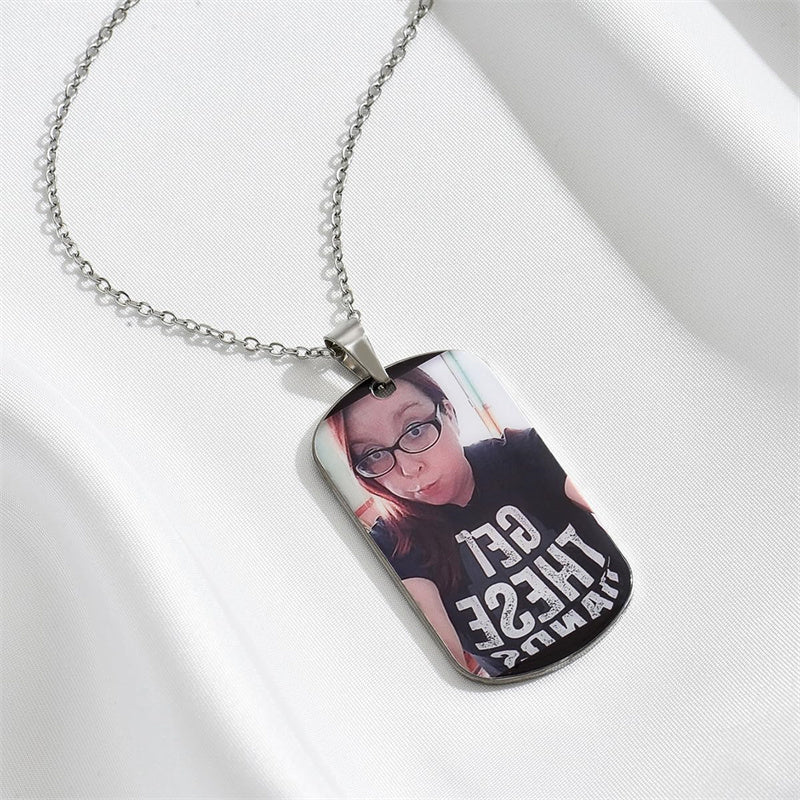 Stainless Steel Personalized Photo Dog Tag  Necklace