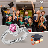 Copper Sterling Silver Personalized Birthstone High School College Class Ring Graduation Memorial Rings Gifts for Her