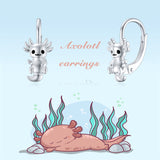 925 Sterling Silver Axolotl Leverback Earrings