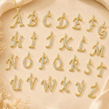 Cubic Zircon 14K Gold Plated Initial Letter A-Z Pendant Necklace