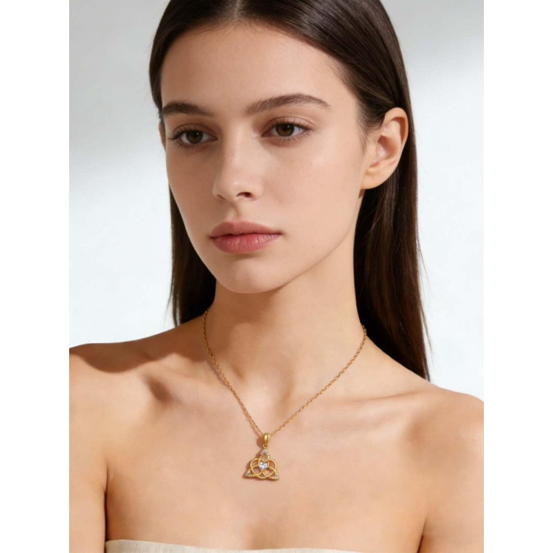 14K Gold Plated Celtic Knot Pendant Necklace Irish Jewelry Gift for Her