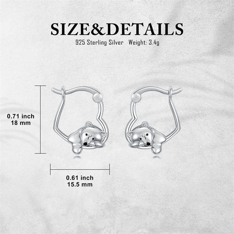 Sterling Silver Fox Frog Leopard Peacock Puppy Animal Hug Hoop Earrings