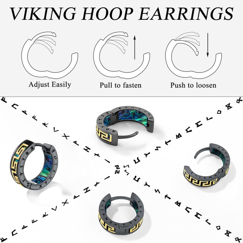 14K Gold Plated  Viking Hoop Earrings
