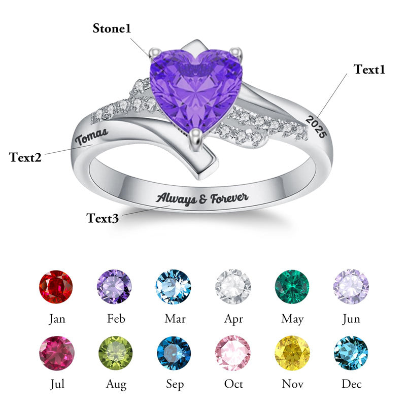 Sterling Silver Personalized Birthstone Engraved High School College Class Ring Graduation Jewelry