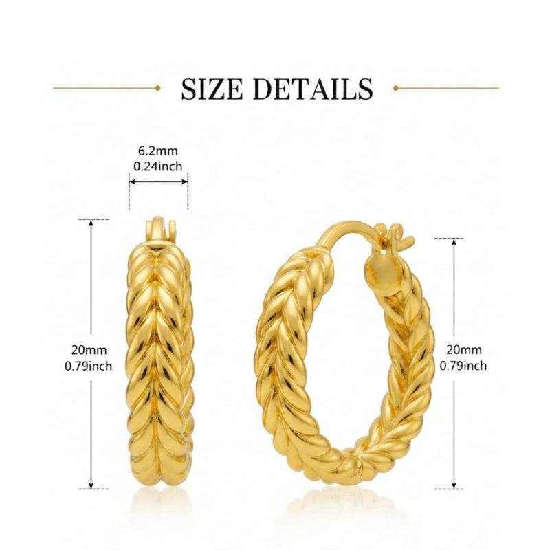 14K Gold Plated Hoop Earrings Jewelry Gift for Birthday Anniversary Mother's Day