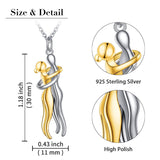 Sterling Silver Hug Couple Pendant Necklace Gift