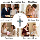 14K Gold Plated Turquoise Cross Pendant Necklace Western Jewelry for Women
