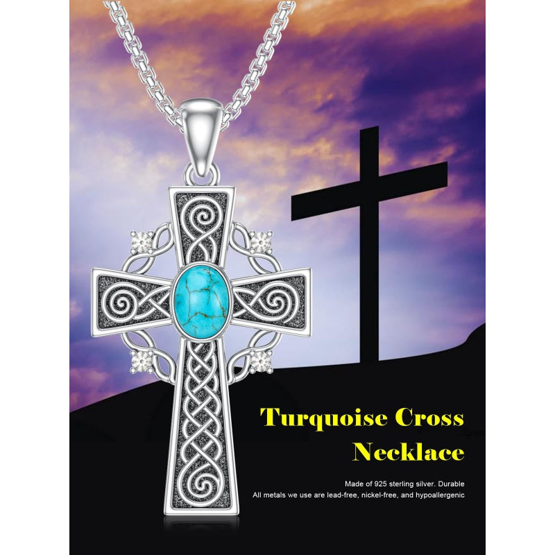 14K Gold Plated Celtic Vikin Cross Pendant Necklace Irish Jewelry Religious Protective Gift