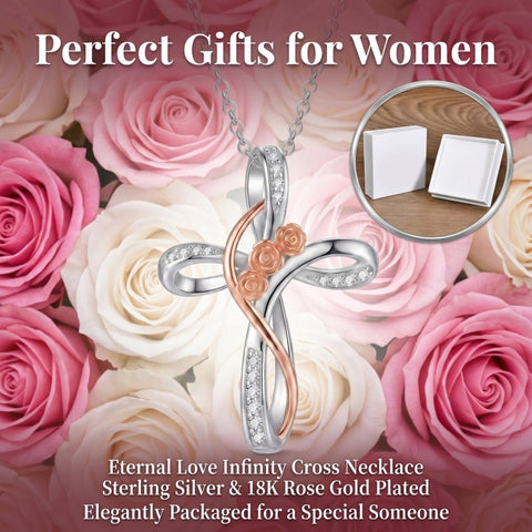 Sterling Silver Daisy Rose Plumeria Lotus Sunflower Cross Pendant Necklace for Women