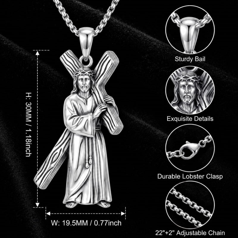 Sterling Silver Cross Pendant Necklace Christian Religious Jewelry Gifts for Anniversary