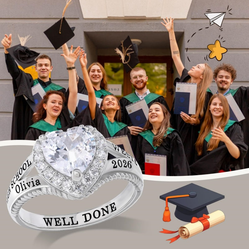 Copper Sterling Silver Personalized Birthstone High School College Class Ring Graduation Memorial Rings Gifts for Her