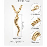 14K Gold  Plated Italian Horn Cornicello Pendant Necklace Lucky Talisman  Amulet Jewelry